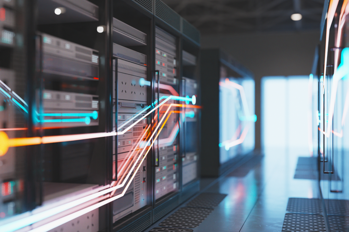301 redirects concept - data flowing around a server / data center