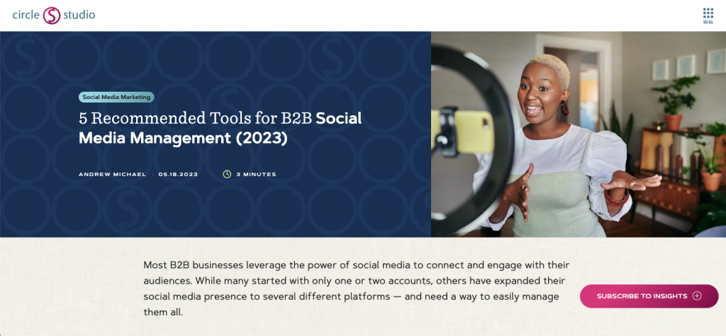 A screenshot from our article, 5 Recommended Tools for B2B Social Media Management.