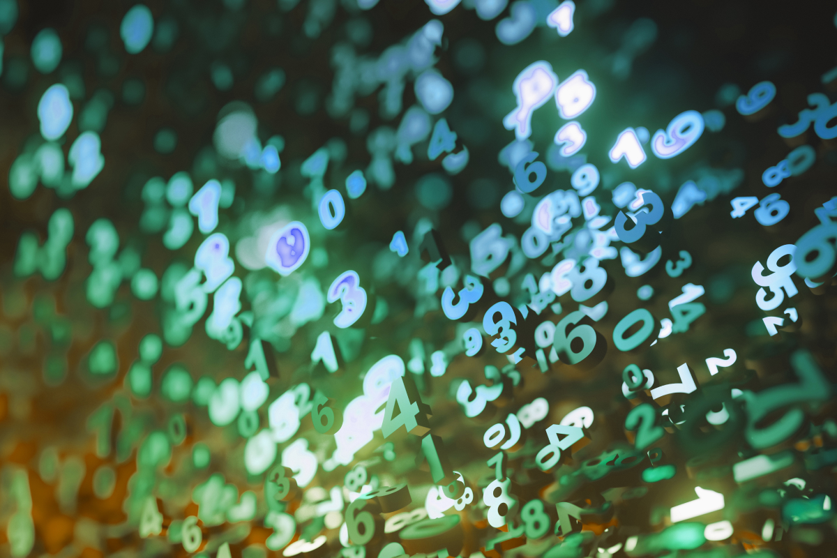 Abstract image of numerals in a dimensional jumble